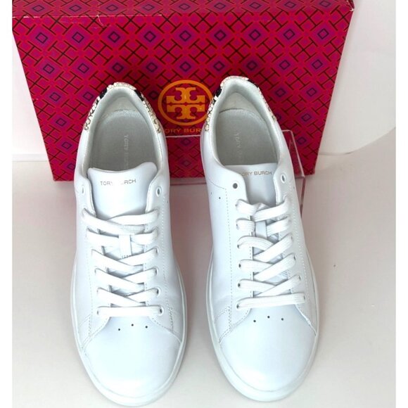 Tory Burch Howell Court White Sneakers Women Snake Printed Tennis Shoes Size 10 - Picture 2 of 9